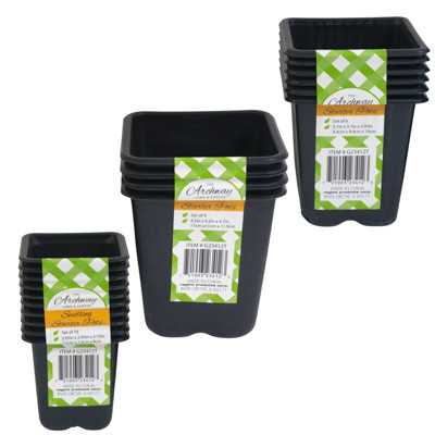 PLANTER SEEDLING STARTER POTS 4/6/10PK SQUARE PS/GARDEN LABEL