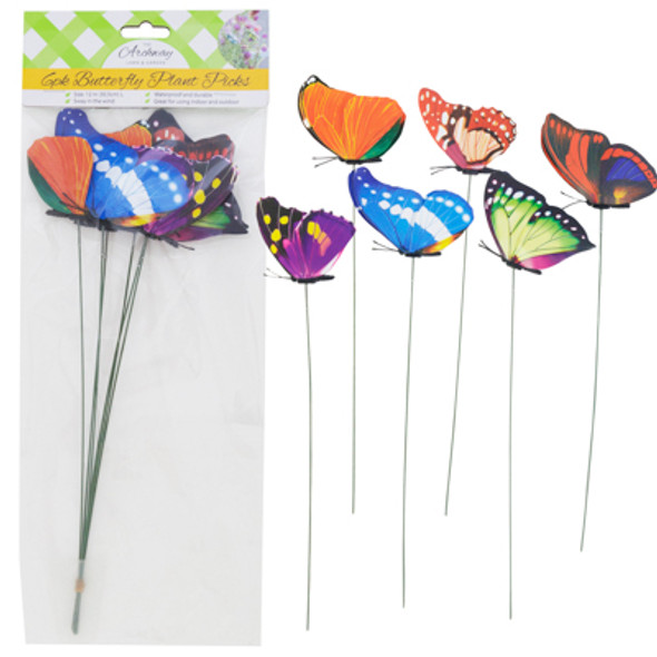 PLANTER PICKS BUTTERFLY 6PK 12IN PVC W/METAL STAKE 4.5IN/ICON PBH