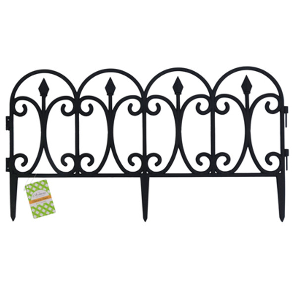 GARDEN BORDER PP FLEX CONNECTING 24X13IN LINKED FLEUR DE LIS PATTERN BLACK L&G HANGTAG