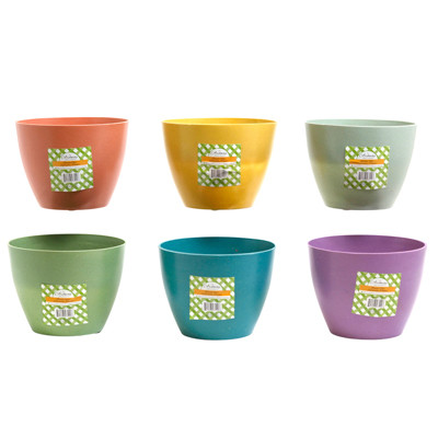 PLANTER ECOFRIENDLY BAMBOO FIBER 6.25D X 4.75 H 6AST COLORS L&G LABEL