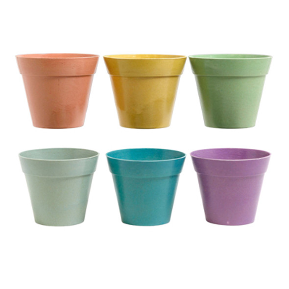 PLANTER ECOFRIENDLY BAMBOO FIBER 5.25 D X 4.6 H 6AST COLORS L&G LABEL PLANTER ECOFRIENDLY BAMBOO FIBER 5.25 D X 4.6 H 6AST COLORS L&G LABEL