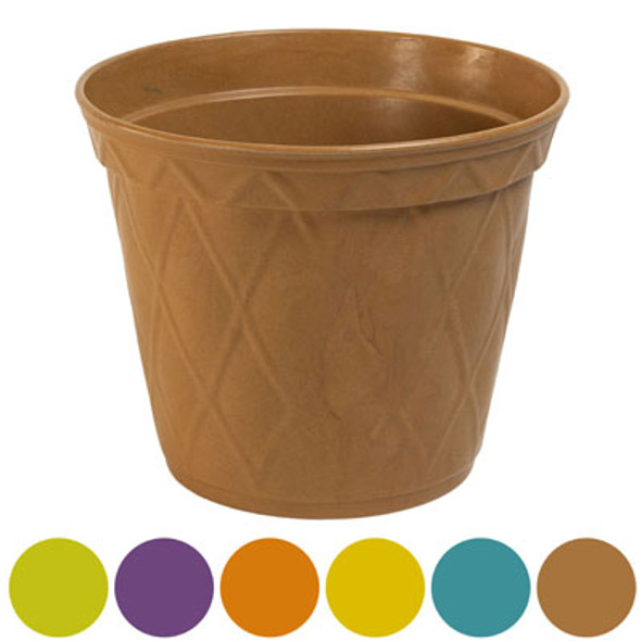 PLANTER ECOFRIENDLY BAMBOO FIBER 7.48 D X 6.3 H 6AST COLORS DIAMOND WEAVE DESIGN L&G LABEL