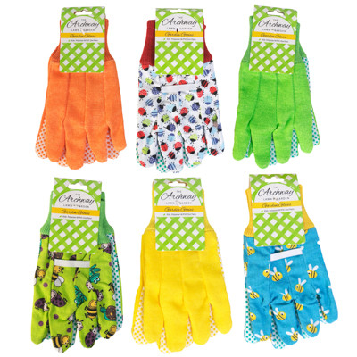 GARDEN GLOVE KIDS 6AST 3PRINTS/3 SOLIDS L&G TCD