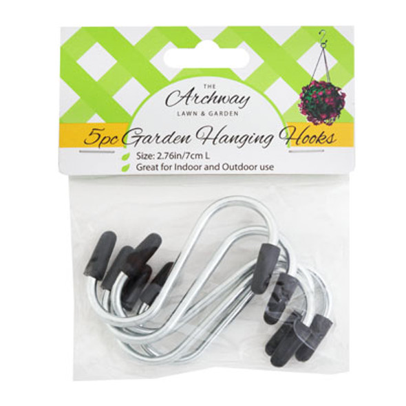 GARDEN HANGING S-HOOK 5PK 2.76IN IRON W/PLASTIC ENDS L&G PBH GARDEN HANGING S-HOOK 5PK 2.76IN IRON W/PLASTIC ENDS L&G PBH
