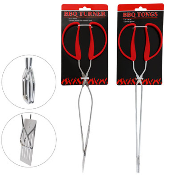 BBQ TONGS & TURNER 2AST IRON PP HNDL TONGS 15IN/TURNER 14.2IN TIE ON CARD BBQ TONGS & TURNER 2AST IRON PP HNDL TONGS 15IN/TURNER 14.2IN TIE ON CARD