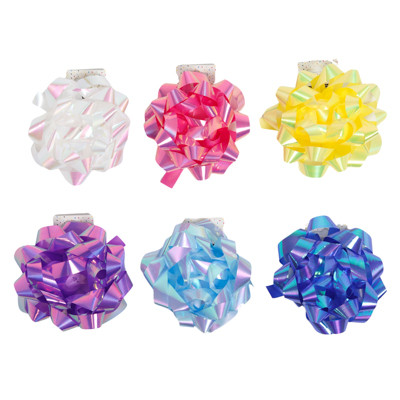 GIFT BOW JUMBO 6IN STAR 6ASST COLOR PARTY BACKER CARD
