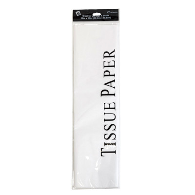 TISSUE PAPER 25CT WHITE 20X20IN PRINTED PB