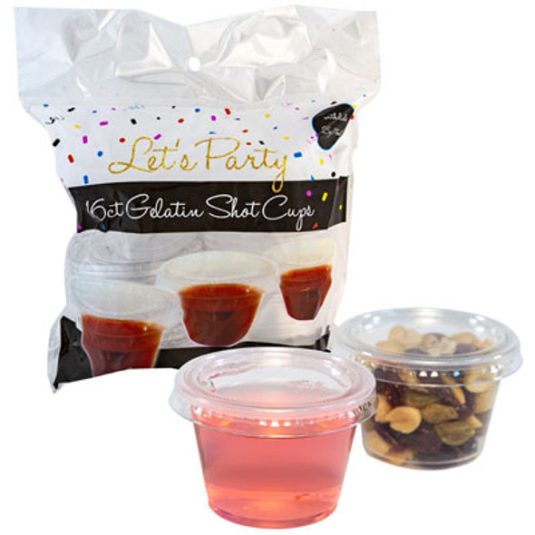 GELATIN SHOT CUPS W/LIDS 16CT 2.5OZ CLEAR PLST PARTY PRNT PB MULTI-USE SNACK/SAUCE/GELATIN GELATIN SHOT CUPS W/LIDS 16CT 2.5OZ CLEAR PLST PARTY PRNT PB MULTI-USE SNACK/SAUCE/GELATIN