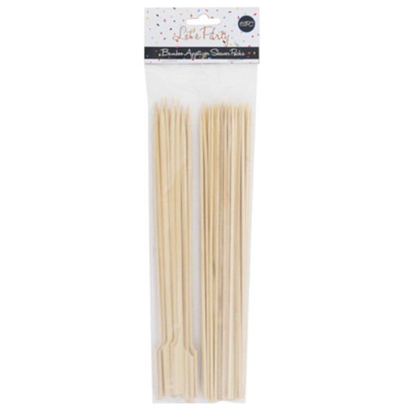 SKEWER BAMBOO 62PC COMBO 10IN50 STRAIGHT/12 PADDLE PICKS PARTY PBH