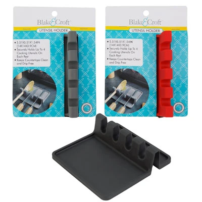 UTENSIL REST SILICONE 5.5IN BLACK/GREY/RED KITCHEN SLV CARD5.51 X 5.51 X 1.54IN *6.99+