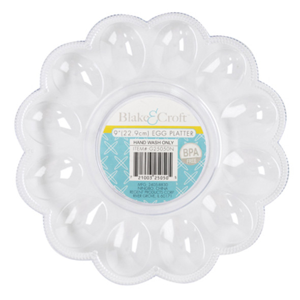 EGG SERVING PLATE 9IN 12 WELLS CLEAR PLASTIC W/KITCHEN LABEL