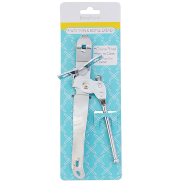 CAN OPENER 3-WAY CHROME-PLATEDMETAL/KITCHEN TIE-ON-CARD