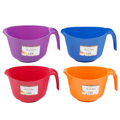 MIXING BOWL HANDLED W/SPOUT PLASTIC 3QT/4AST HARVEST COLORS HARVEST EASY PEEL LABEL