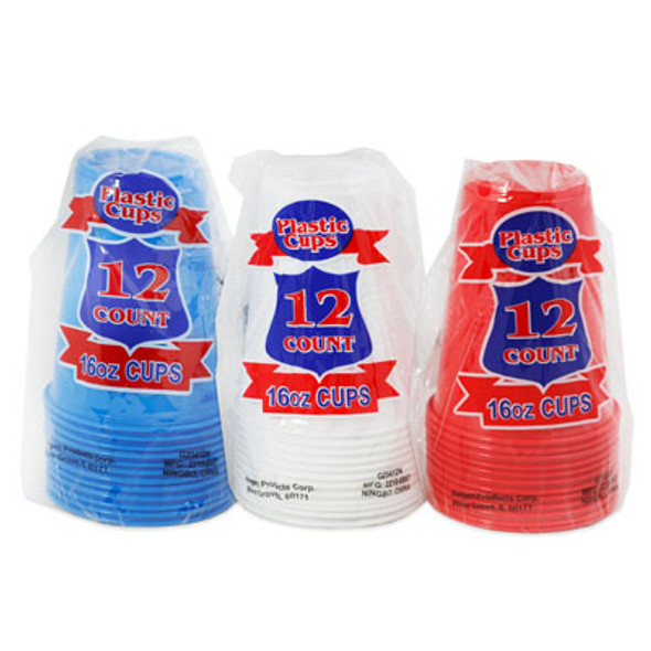 CUPS PLASTIC 12PK/16OZ 3AST DISPOSABLE RED/WHITE/BLUE PRINTED PB CUPS PLASTIC 12PK/16OZ 3AST DISPOSABLE RED/WHITE/BLUE PRINTED PB
