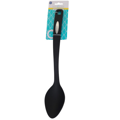 KITCHEN TOOL NYLON BASTING SPOON BLACK 13.8IN B&C HALF TCD