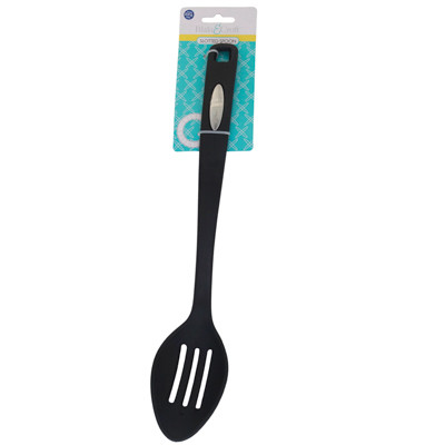 KITCHEN TOOL SLOTTED SPOON NYLON 13.8IN L BLACK B&C HALF TCD