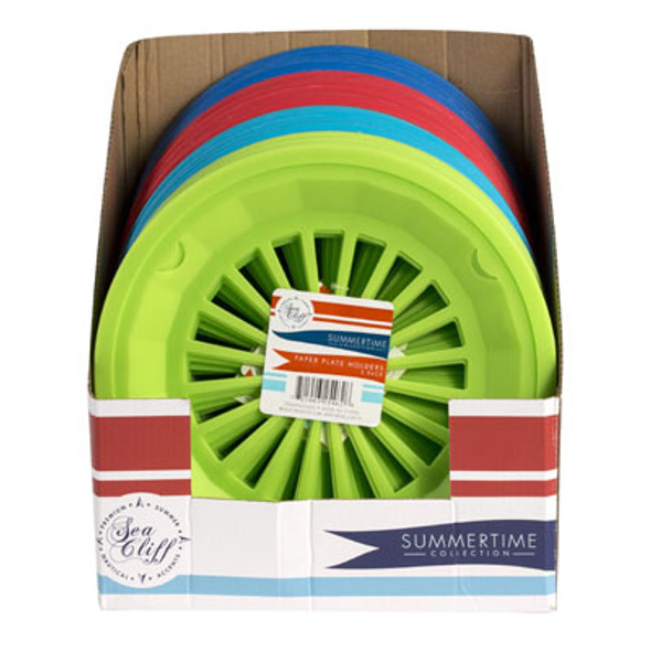PAPER PLATE HOLDER 36PC 3PK PLASTIC 4 ASSORTED COLORS SUMMER LABEL COUNTER DISPLAY NO AMAZON SALES PAPER PLATE HOLDER 36PC 3PK PLASTIC 4 ASSORTED COLORS SUMMER LABEL COUNTER DISPLAY NO AMAZON SALES
