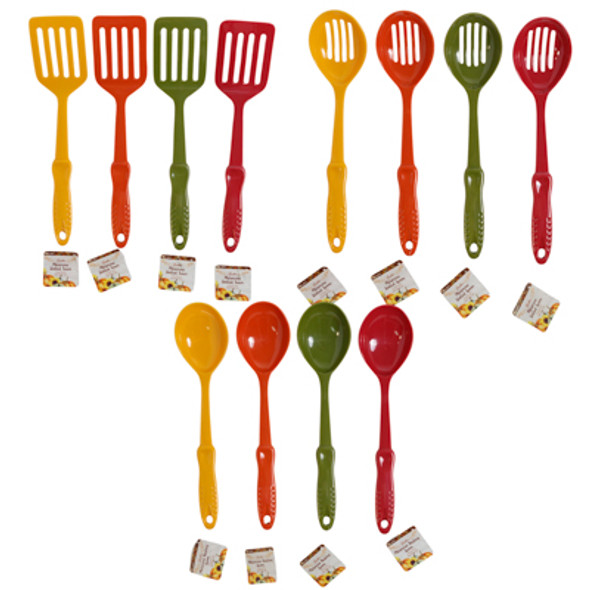 KITCHEN TOOLS MELAMINE 3 STYLES/4 FALL COLORS HARVEST HANGTAG
