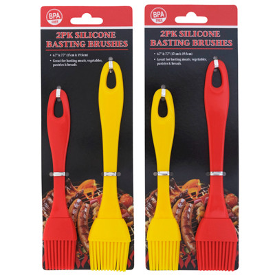BASTING BRUSH 2PK SILICONE SET RED/YELLOW 7/8IN BBQ TCD