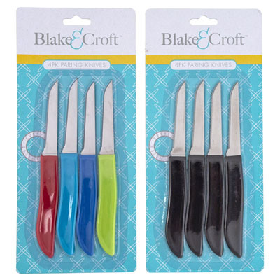 KNIFE PARING 4PK 5.75IN 6PC BLACK/18PC COLOR HANDLE PER INNER B&C BLISTER