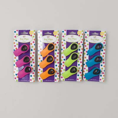 BAG CLIP MAGNETIC 3PK SOFT-GRIP 4AST SUMMER COLORS/TCD