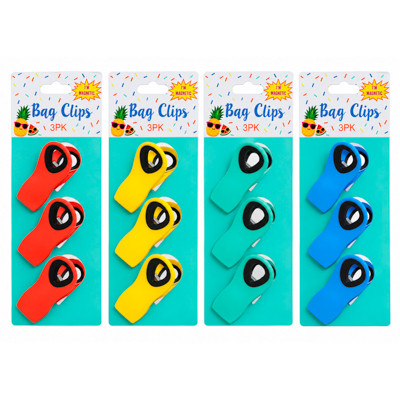 BAG CLIP MAGNETIC 3PK SOFT-GRIP 4AST SUMMER COLORS/TCD