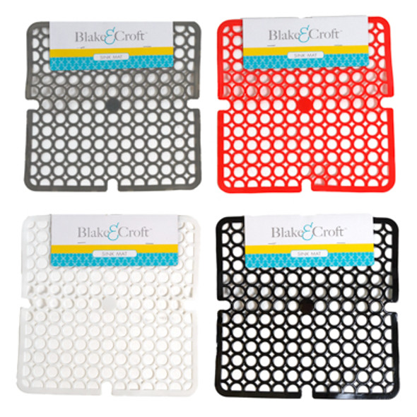 SINK MAT 11X11 NONSLIP PVC BLACK/RED/GREY B&C HEADER CARD