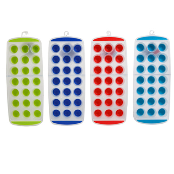ICE CUBE BALL TRAY W/EASY POP OUT 21 SLOTS/4AST SUMMER COLORS SUMMER HT