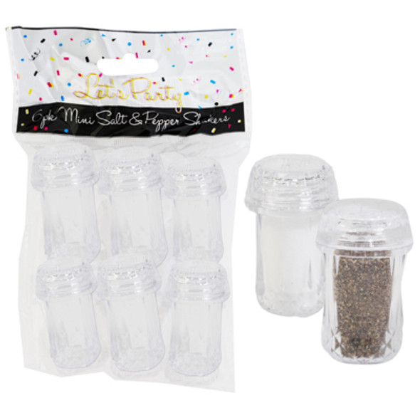 SALT AND PEPPER MINI SHAKERS PLASTIC CRYSTAL LIKE LOOK 6PK NO AMAZON SALES