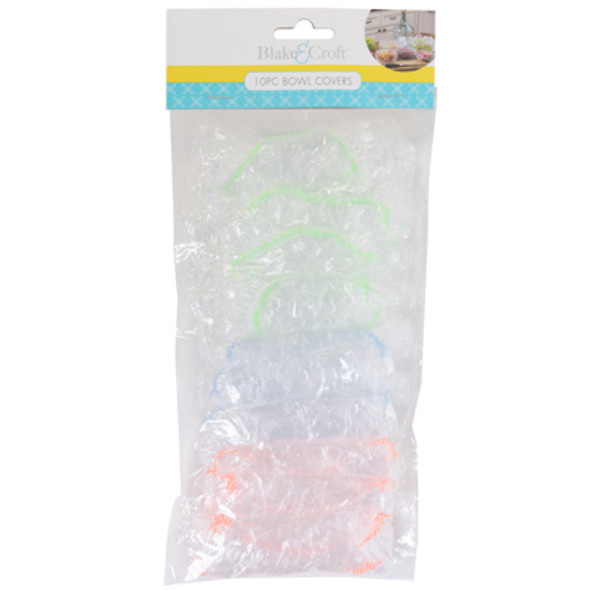 BOWL COVERS PLASTIC 10PC ELASTIC 5LG/5 MED 3 AST CLRS PER PK PBH