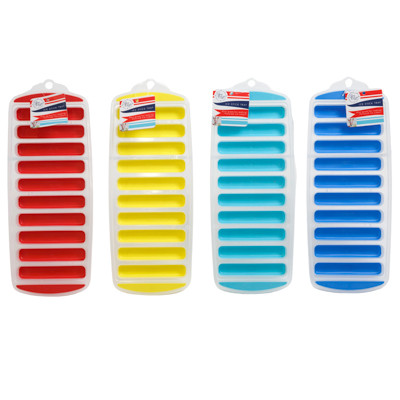 ICE CUBE STICK SHAPED TRAY W/EASY RELEASE POP OUT SLOTS/4AST SUMMER CLRS