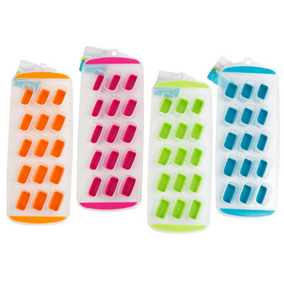 ICE CUBE TRAY RECT SHAPE 4AST COLOR EASY POP OUT/B&C HT