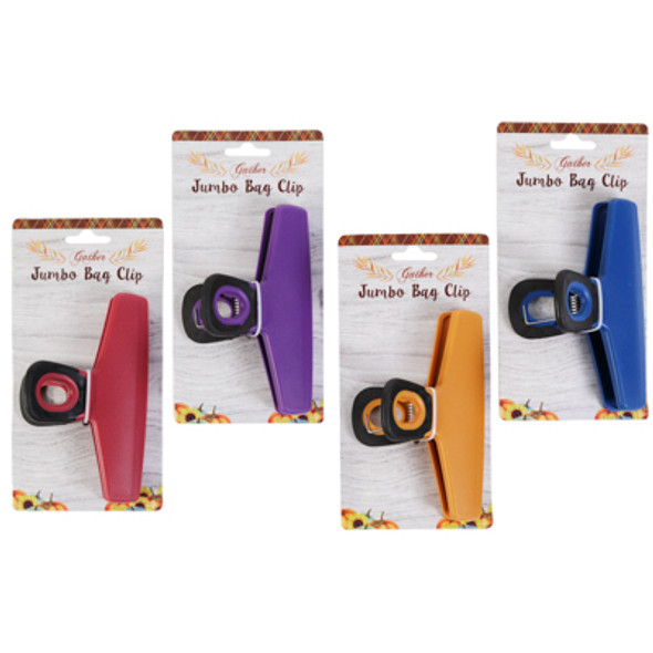 BAG CLIP JUMBO 5.5IN 4AST FALL COLORS PLASTIC W/SOFT GRIP HARVEST TCD BAG CLIP JUMBO 5.5IN 4AST FALL COLORS PLASTIC W/SOFT GRIP HARVEST TCD