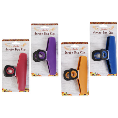 BAG CLIP JUMBO 5.5IN 4AST FALL COLORS PLASTIC W/SOFT GRIP HARVEST TCD
