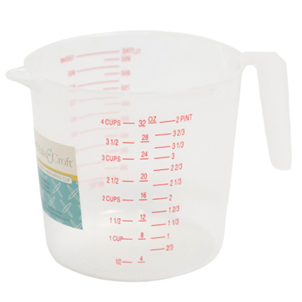 MEASURING CUP 1QT/32OZ PLASTIC W/HANDLE B&C EASY-PEEL LABEL MEASURING CUP 1QT/32OZ PLASTIC W/HANDLE B&C EASY-PEEL LABEL