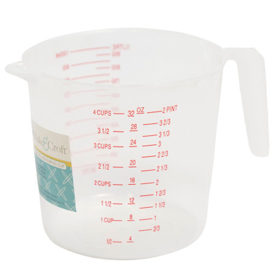 MEASURING CUP 1QT/32OZ PLASTIC W/HANDLE B&C EASY-PEEL LABEL