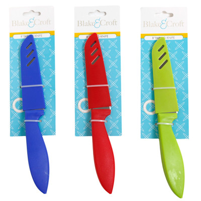 PARING KNIFE SOFT GRIP 8IN 3ASST COLORS W/SHEATH B&C TCD