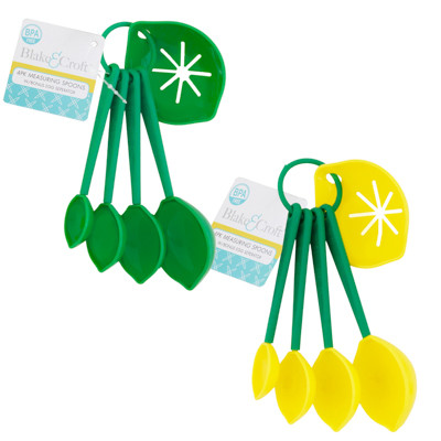 MEASURING SPOONS 4PC CITRUS SHAPE W/EGG SEPARATOR 2ASST PLASTIC B&C HANGTAG