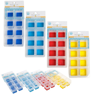 ICE CUBE TRAY JUMBO 8-SQUARE 4ASST COLORS TCD MAKES APPROX 2X2IN ICE CUBES