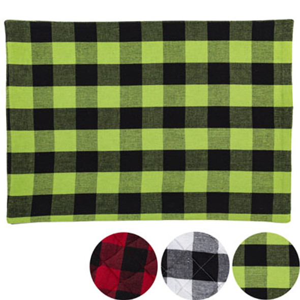 PLACEMAT BUFFALO CHECK PATTERN W/SOLID BACK B&C HT/JHOOK
