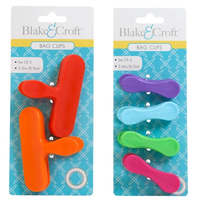 BAG CLIP SET 2AST 4PC SM 2.6IN/2PC LG 3.5IN B&C TIE ON CARD