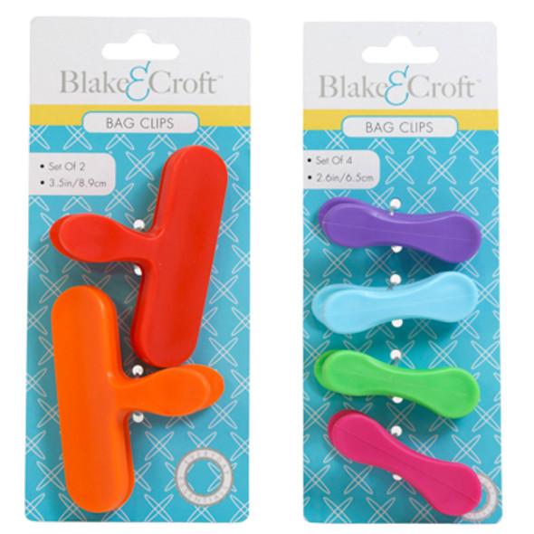 BAG CLIP SET 2AST 4PC SM 2.6IN/2PC LG 3.5IN B&C TIE ON CARD