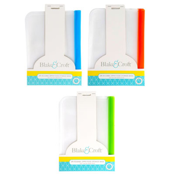 FOOD STORAGE BAG REUSABLE 2PK 3AST CLR PRESS SEAL 10.25X8IN SLEEVECARD