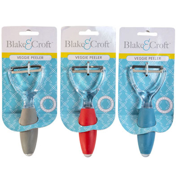 VEGGIE PEELER 3AST COLORS 5.7IN W/SOFT GRIP HNDL B&C TCD RED/GREY/BLUE VEGGIE PEELER 3AST COLORS 5.7IN W/SOFT GRIP HNDL B&C TCD RED/GREY/BLUE