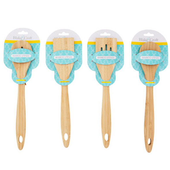 KITCHEN UTENSIL BAMBOO 4AST STYLES 12IN B&C TCD