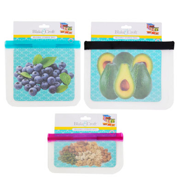 FOOD STORAGE BAG REUSABLE PRESS SEAL 3AST SIZE/INSERT CARD 3 COLORS