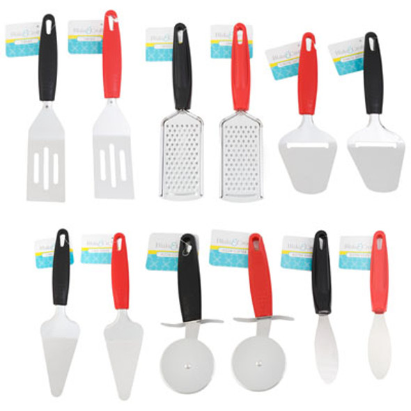 KITCHEN GADGETS 6AST 2AST CLR PLASTIC HANDLE RED/BLACK B&C HT KITCHEN GADGETS 6AST 2AST CLR PLASTIC HANDLE RED/BLACK B&C HT