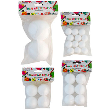 CRAFT FOAM BALLS 4AST SIZES 2/4/6/12PK IN CRAFT PBH