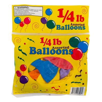 BALLOONS 1/4 LB ASST 7/9/11 IN ASST COLORS LOGO PRTD PB