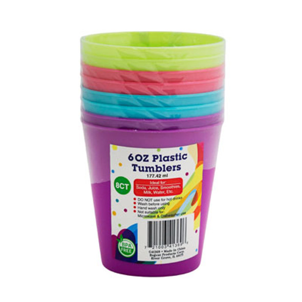 TUMBLER 8CT PLASTIC KIDS MULTICOLOR BRITES PK 177.42ML/6OZ